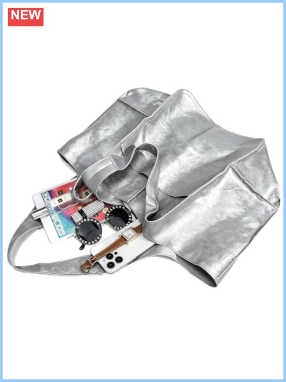 Oversized Large Capacity PU Leather Tote Bag Slouchy Hobo Shoulder Bag